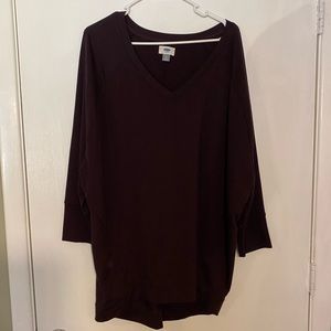 Old Navy large oversized dolman tunic purple burgundy soft comfortable 3/4 slv